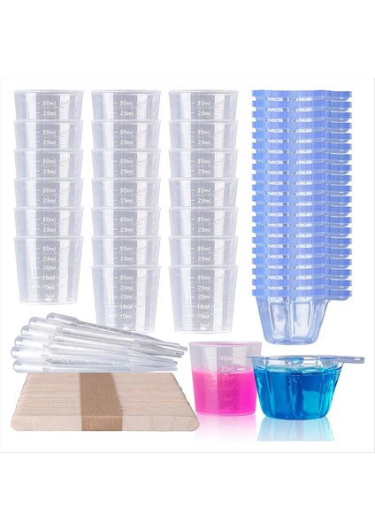 Epoksi Karıştırma Bardakları Kiti 200PCS Plastik 30ML Tek Kullanımlık Ölçüm Kupaları Boya Karıştırma Için Damlalı Mücevher Yapımı (Yurt Dışından)