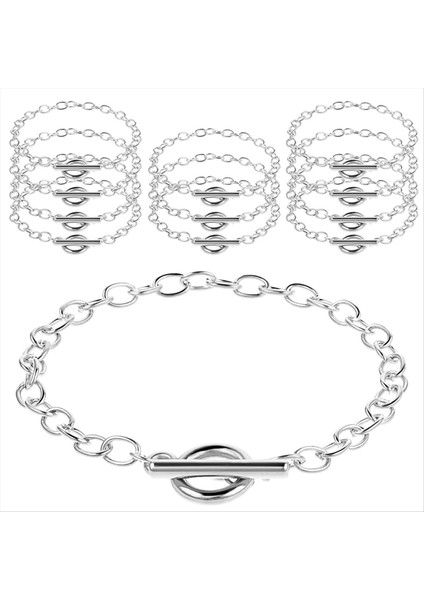 Mücevher Yapımı Için 12 Adet Zincir Bilezikler Kadınlar Için Zincir Ot Geçiş Tokası Olan Bağlantı Zinciri Bilezikleri Gümüş (Yurt Dışından)