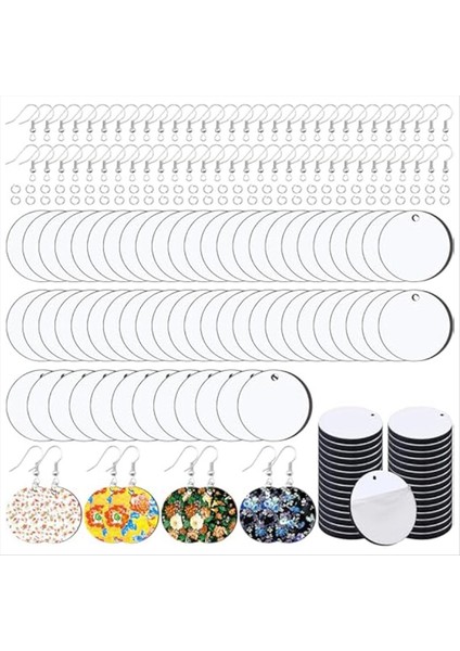 180PCS Küpe Kancaları ve Atlama Halkaları ile Küpe Boşlukları Süblimasyon Boşlukları Isı Transferi Küpe Boş Yuvarlak Küpe Boşlukları (Yurt Dışından)