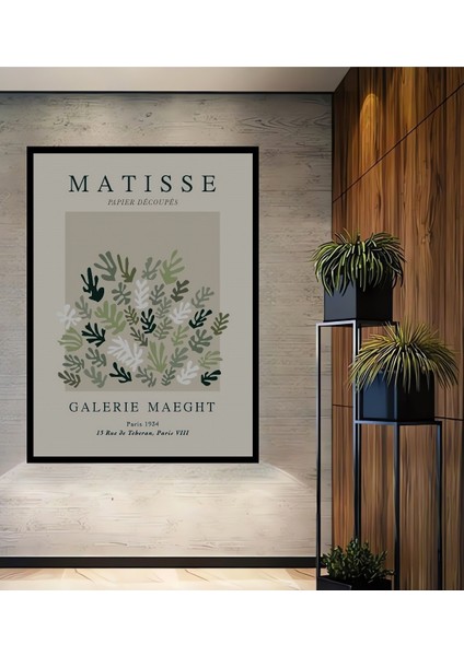 Dekoratif Ahşap Dikdörtgen Tablo Matisse Yapraklar Çerçeve Görünümlü