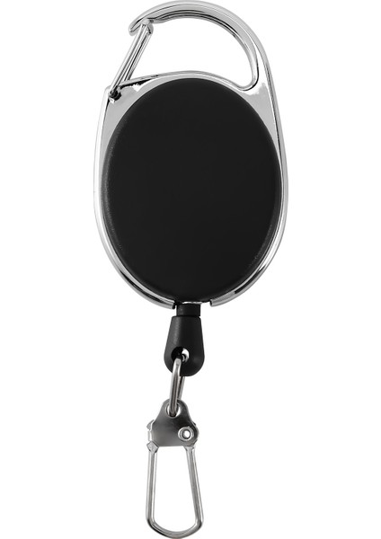 Ağır Hizmet Tipi Geri Çekilebilir Karabin Rozeti Tinker Makaraları 60CM Anahtar Halka Klipsli Çekme Kablosu Siyah (Yurt Dışından)