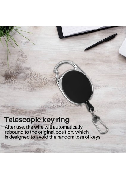 Ağır Hizmet Tipi Geri Çekilebilir Karabin Rozeti Tinker Makaraları 60CM Anahtar Halka Klipsli Çekme Kablosu Siyah (Yurt Dışından) fiyatları