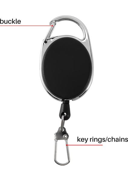 Ağır Hizmet Tipi Geri Çekilebilir Karabin Rozeti Tinker Makaraları 60CM Anahtar Halka Klipsli Çekme Kablosu Siyah (Yurt Dışından) modelleri