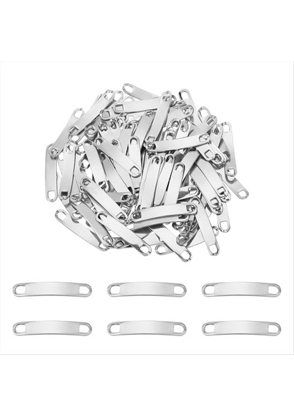 100PCS Damgalama Boş Etiket 34MM Paslanmaz Çelik Bağlantı Konektörü Metal Boş Cazibe Kavisli Bağlantı Cazibesi Gravür Edilebilir Boş Etiket (Yurt Dışından)