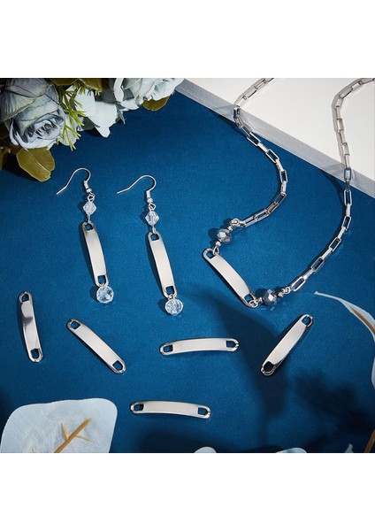 100PCS Damgalama Boş Etiket 34MM Paslanmaz Çelik Bağlantı Konektörü Metal Boş Cazibe Kavisli Bağlantı Cazibesi Gravür Edilebilir Boş Etiket (Yurt Dışından) fiyatları