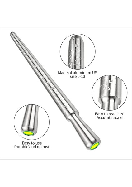 Yüzük Boyutu Aleti Metal Mandrel Ölçüm Çubuğu Halka Mandrel Alüminyum Parmak Boyutlandırma Çelik Halkası (Yurt Dışından) fırsatları