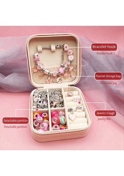 Takı Yapma Kiti Charm Bilezik Kolye Mevcut Boncuklar Set Diy Oyuncakları Çocuk Bilezikleri Doğum Günü E (Yurt Dışından) modelleri