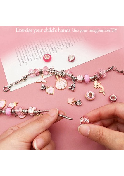 Takı Yapma Kiti Charm Bilezik Kolye Mevcut Boncuklar Set Diy Oyuncakları Çocuk Bilezikleri Doğum Günü E (Yurt Dışından) fırsatları