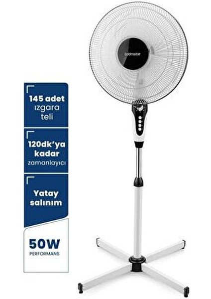Gm-7927 Ayaklı Vantilatör 50 W Yatay Salınım Özelliği ile Ferahlatıcı Etki
