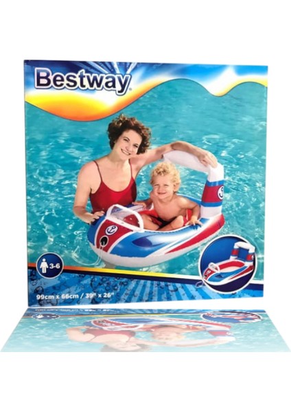 Tekne Şekilli Şişme Çocuk Botu – 3-6 Yaş | 99X66 cm | Emniyetli Tutma Halkalı