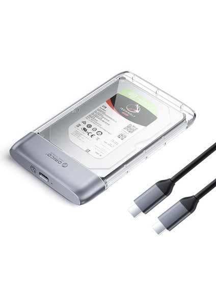 TX25C3 Type-C To Type-C, 2.5" HDD Uyumlu, Max.6tb Destekli, Tak Çalıştır, Şeffaf, Çinko Alaşım Disk Kutusu