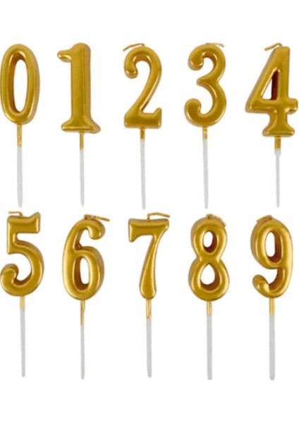 6 Gold Mum 13 cm Büyük Boy Rakam Doğum Günü Pasta Süsleme