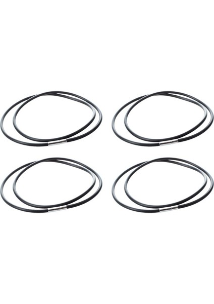Paslanmaz Çelik Kapalı 4pcs 3mm Siyah Kauçuk Kordon Kolye - 22 Inç (Yurt Dışından)