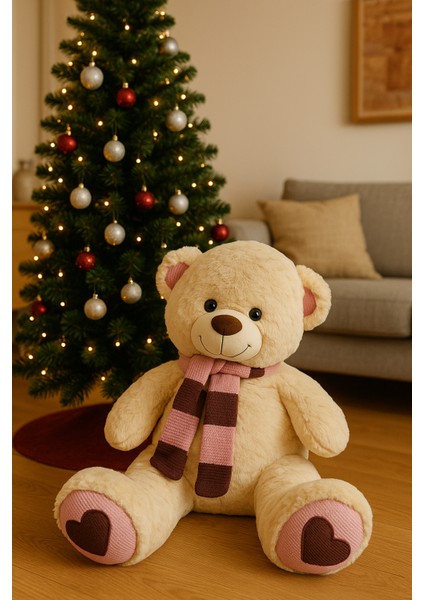 100 cm Peluş Atkılı Ayı | Yumuşak Dev Oyuncak Ayıcık | Hediye Peluş Ayı