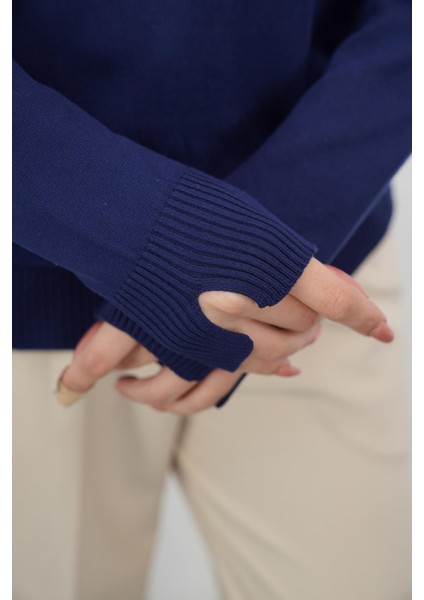 Yarım Balıkçı Yaka Triko-Lacivert fırsatları