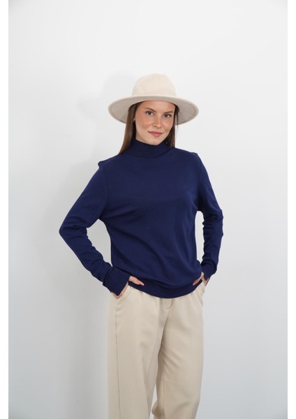 Yarım Balıkçı Yaka Triko-Lacivert