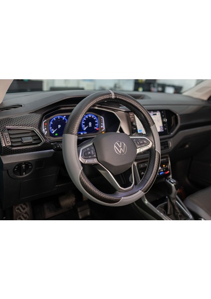 Plus Karbon Serisi Siyah Gri Geçmeli Direksiyon Kılıfı (Siyah Füme) fiyatları