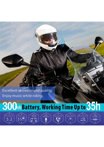 Bluetooth 5 2 Motosiklet Kask Kulaklığı Kablosuz Kulaklık Handfree Mp3 Müzik Çalar Için Stereo Çağrı Kiti Stereo (Yurt Dışından) fiyatları