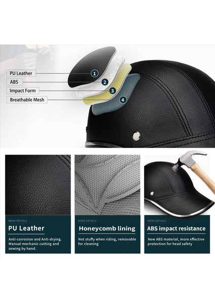 2x Beyzbol Kapağı Tarzı Motosiklet Yarım Kask Güvenlik Şapkası Yarım Yüz Kask Vintage Kapak Sert Şapka Bisiklet Kapa (Yurt Dışından) fırsatları