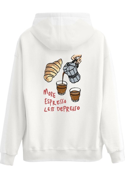 Espresso Mood Sırt Baskılı Premium 3 Iplik Şardonlu Kapüşonlu Unisex, Kadın, Erkek Hoodie Sweatshirt