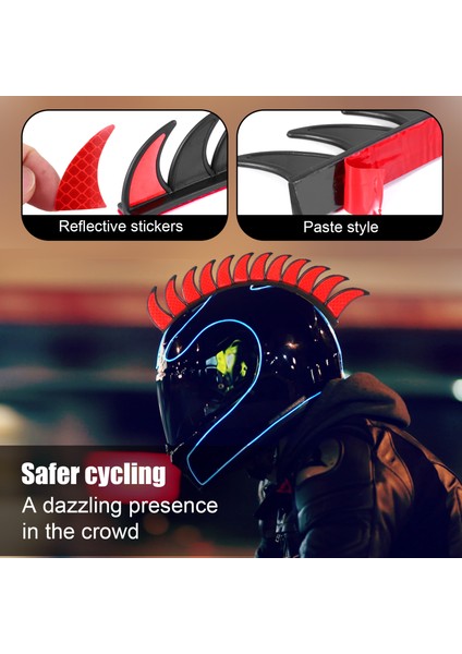 Yansıtıcı Motosiklet Kask Mohawk Kırmızı Kask Çıkartmaları ile Kauçuk Kamber Saw (Kask Dahil Değildir) (Yurt Dışından) indirimleri
