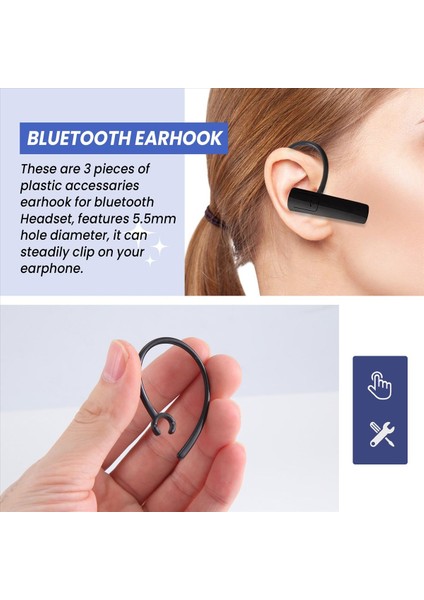 Bluetooth Kulaklık Için 3 Adet Elle 5mm 5mm Delikli Siyah Plastik Earhook (Yurt Dışından) fırsatları