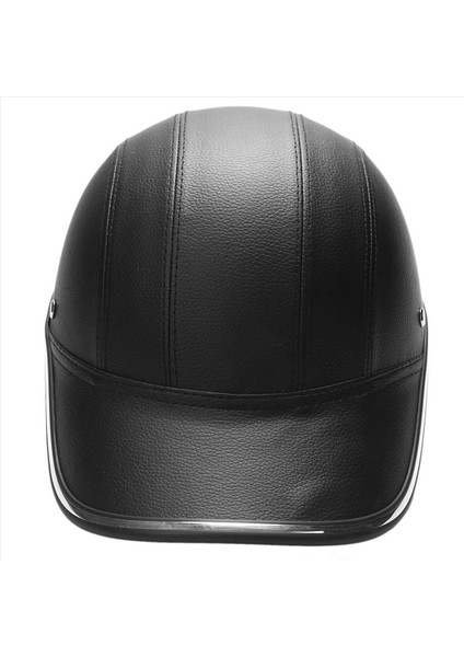 2x Motosiklet Deri Kasklar Bisiklet Scooter Yarı Açık Yüz Koruyucu Kask Sert Şapka Güvenliği Unisex Siyah (Yurt Dışından) modelleri