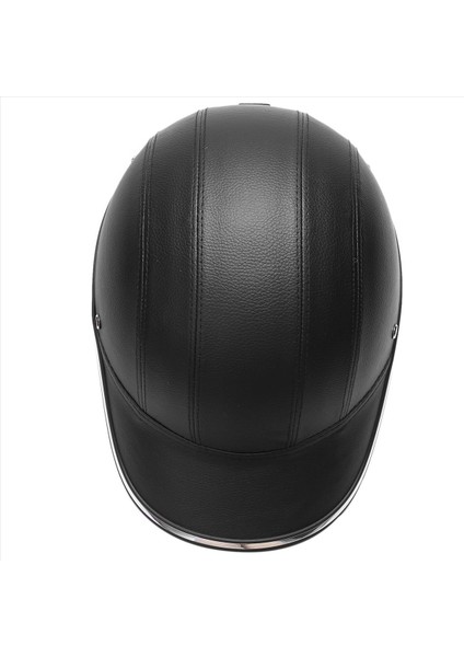 2x Motosiklet Deri Kasklar Bisiklet Scooter Yarı Açık Yüz Koruyucu Kask Sert Şapka Güvenliği Unisex Siyah (Yurt Dışından) indirimleri