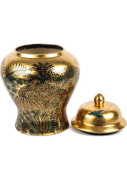 Borneo Gold Kapaklı Vazo Küp 28X38 cm fiyatları