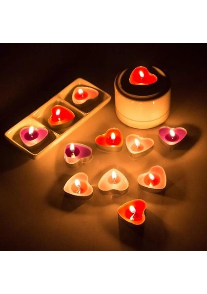 20 Li Kalp Mum Sarı Tealight Mum Doğum Günü Parti Süsleme