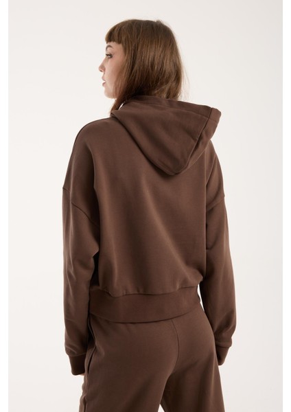 %100 Pamuk Kapüşonlu Ön Cep Detaylı Kadın Sweatshirt indirimleri