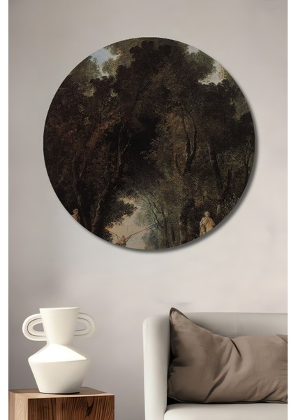 Dekoratif Ahşap Yuvarlak Tablo Orman Yolu Heykeltraşları