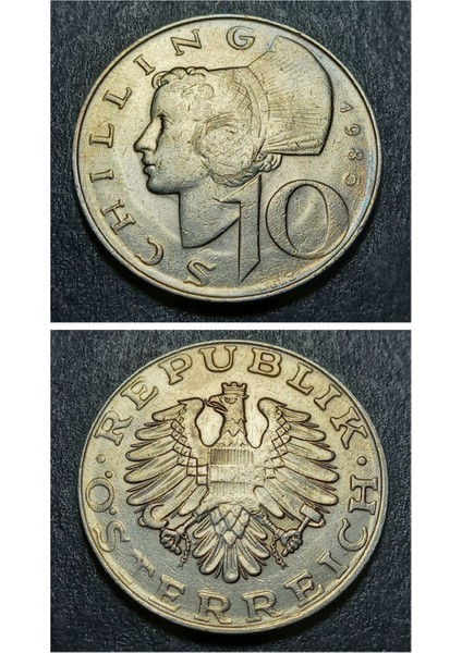 3996368F3D9E42AE24 1985 Avusturya 10SHILLING Ca/çil Eski Yabancı Madeni Para