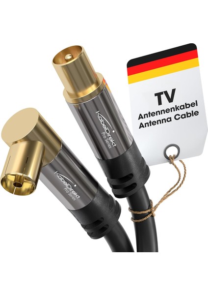 – 4K Anten Kablosu, Koaksiyel Kablolar – 90° Açılı/düz – 2m – Dijital/analog Tv Kablosu – 0,5-20M Arasında Mevcut (Açılı Dişi Uç/düz Fiş, Dvb-C/dvb-T/dvb-S Için, Siyah)