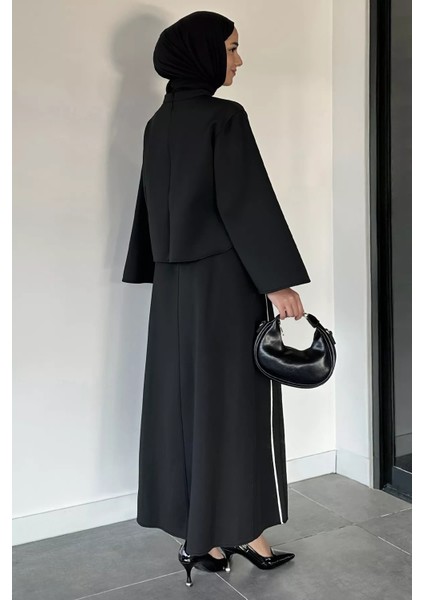 Sırt Fermuarlı Bluz Şerit Desenli Bel Lastiklli Etek Tesettür Ikili Takım P-00018876 fırsatları