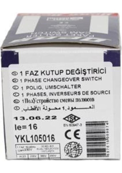 1 X 16A 1-0-2 Kutup Değiştirici Kilitli Şalter