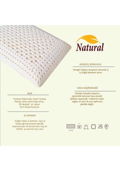 Doğal Lateks Yastık 40 x 60 x 14
