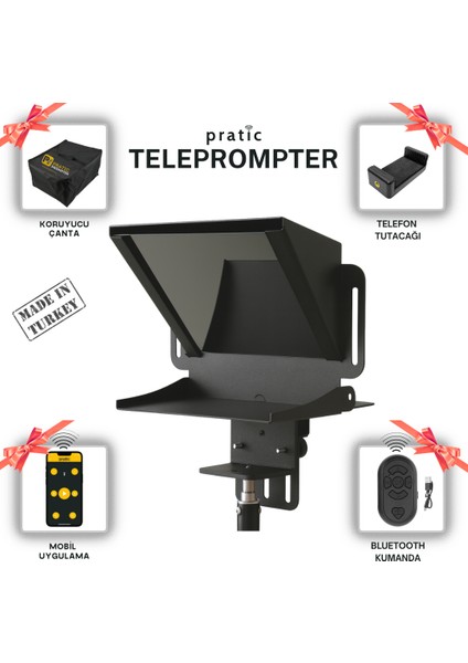 Pratic Teleprompter Hafif Tasarım ile YouTuber'lar İçin Uygun 20x20 cm Ekran