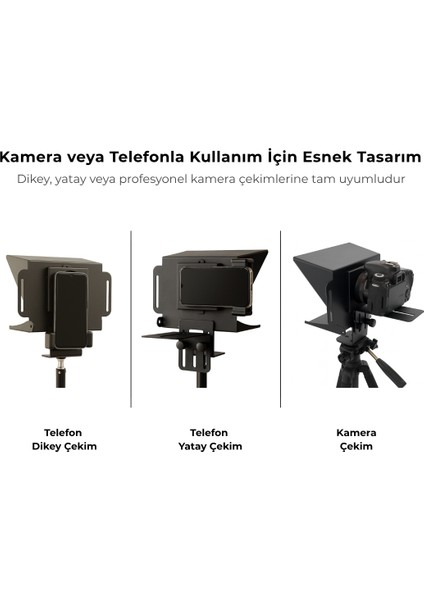 Pratic Teleprompter Hafif Tasarım ile YouTuber'lar İçin Uygun 20x20 cm Ekran modelleri