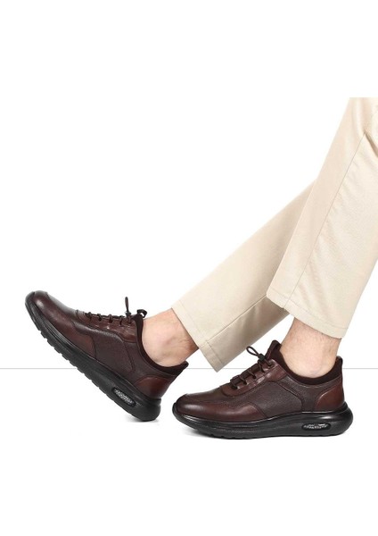 Erkek Kahverengi Bağcıklı Kalın Tabanlı Deri Ayakkabı