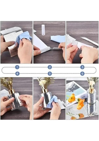 3 Rulo Gümüş Renk Aynalı Mozaik Taşlı Dekor Bant Yapışkanlı Kare Cam Ayna Taş Parti Süsleme Bandı fırsatları