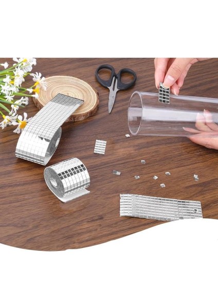 3 Rulo Gümüş Renk Aynalı Mozaik Taşlı Dekor Bant Yapışkanlı Kare Cam Ayna Taş Parti Süsleme Bandı indirimleri