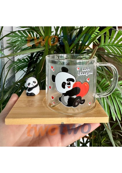 Panda Figürlü Cam Bardak Panda2