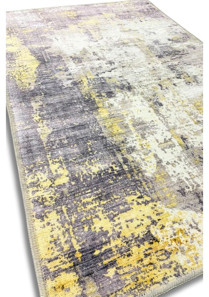 Gri Sarı Modern Soyut Desenli Halı Dijital Baskılı Dokuma Kaymaz Tabanlı Yıkanabilir Antialerjik Salon Halısı fırsatları