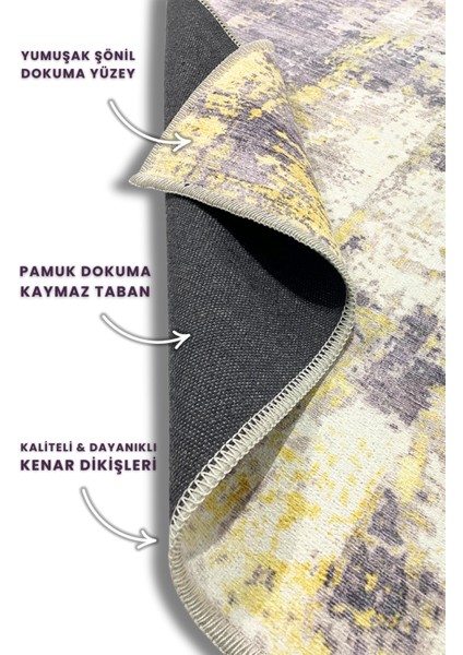 Gri Sarı Modern Soyut Desenli Halı Dijital Baskılı Dokuma Kaymaz Tabanlı Yıkanabilir Antialerjik Salon Halısı indirimleri