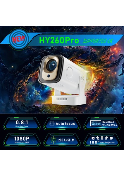 Sinoy Smart Projector, 1080P, 200 AINSI Lumen, Android 11, WiFi 6, 4K Destekli fırsatları