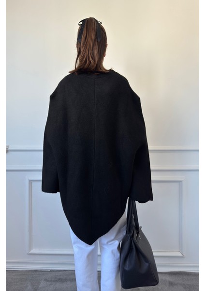 Özel Üretim Triko Kemerli Panço- Siyah