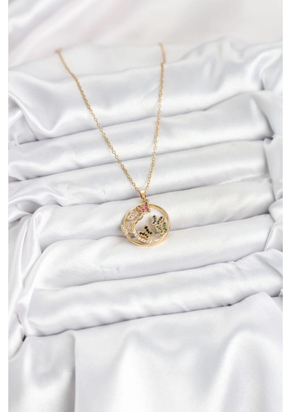 316L Çelik Zincir Gold Renk Zirkon Taşlı Kelebekli Kadın Kolye fiyatları