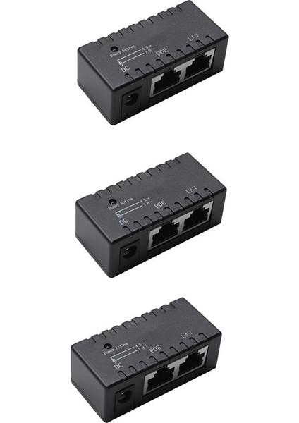 3x Poe Splitter Poe Enjektör RJ45 Dc 5 5mm x 2 1mm Giriş Ip Ağ Kamerası (Siyah) Için Pasif Poe Adaptör Bağlayıcısı (Yurt Dışından)