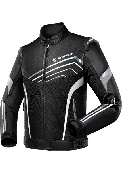 JK153 Siyah Deri 4 Mevsim Motosiklet Montu